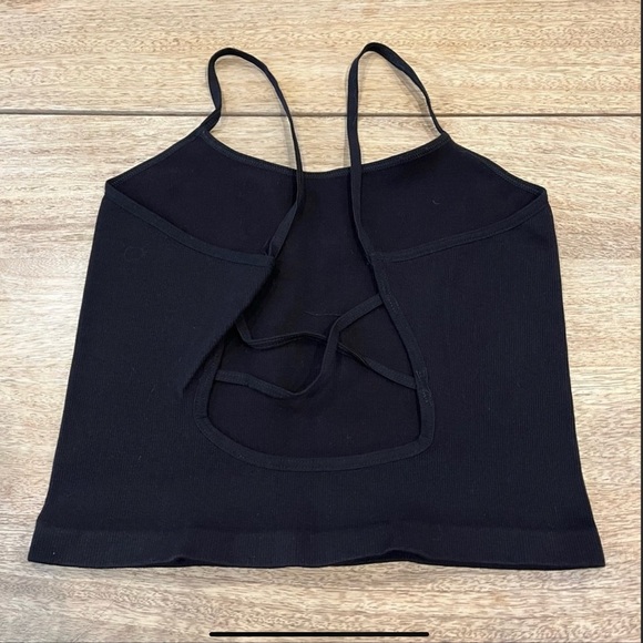 Free People Strappy Back Tighten Up Tank Black NWT - Picture 6 of 6